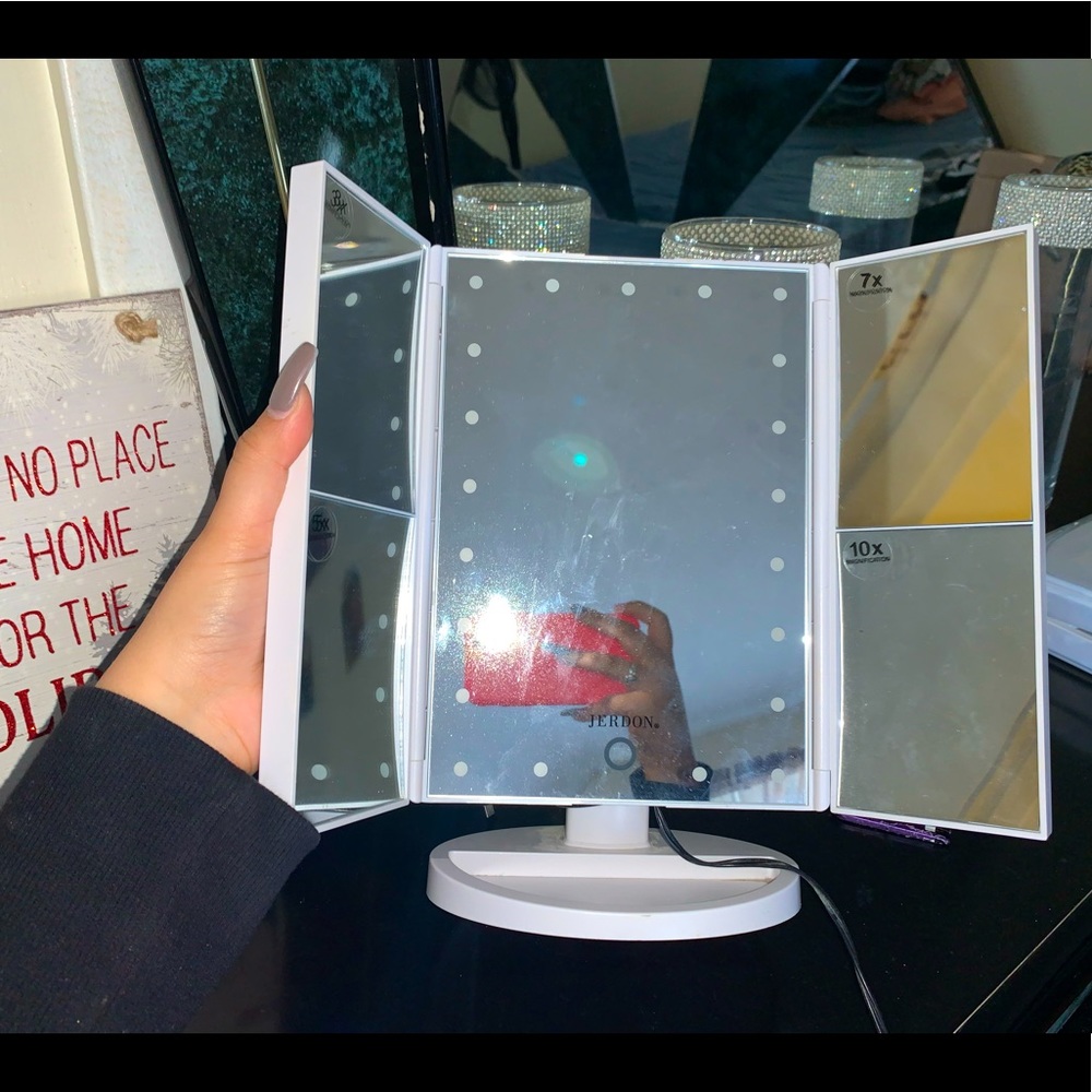 Multi Magnification mirror with LED lights, bought at bed bath and beyond.